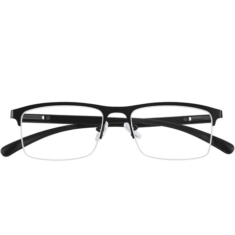 Folded view of the Arncliffe Semi-Rimless Reading Glasses in Black