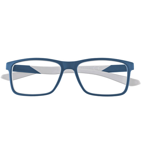 Folded view Fairfax Blue and White Reading Glasses