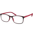 Tango Reading Glasses. Cool readers with  black frames, red arms. Front view.