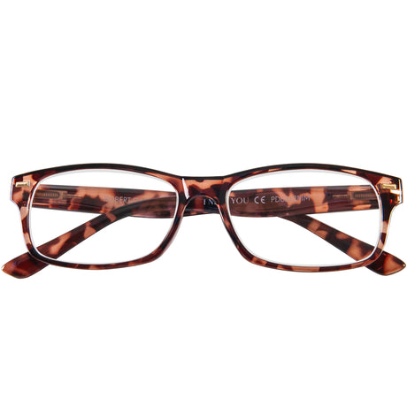 Robert reading specs. Classic and stylish tortoiseshell reading glasses. Folded view.