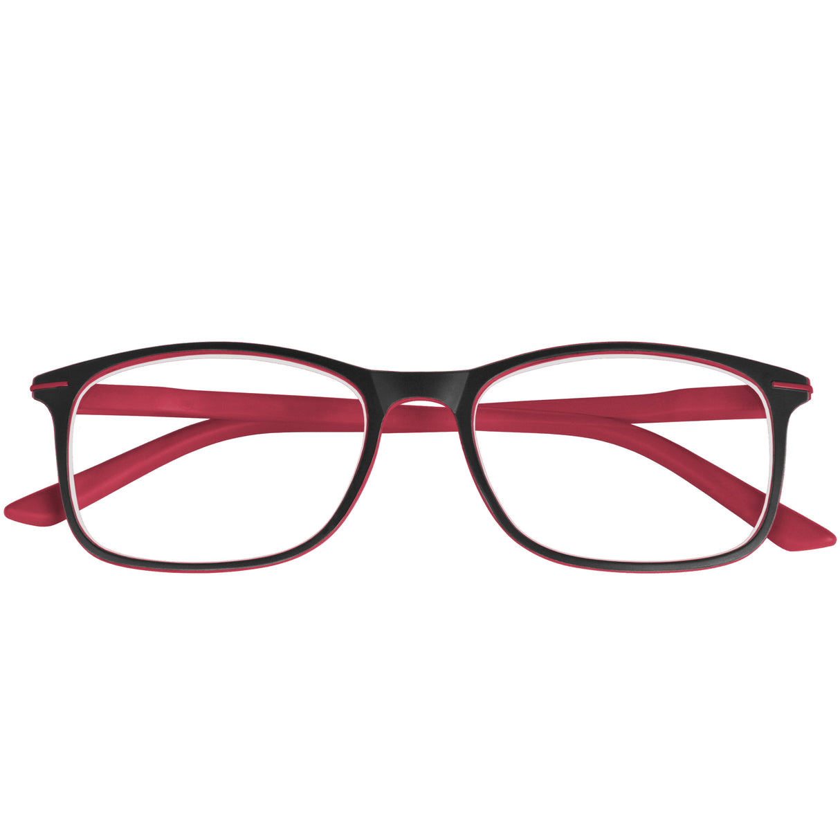 Tango Reading Glasses. Cool readers with  black frames, teal arms. Folded view.
