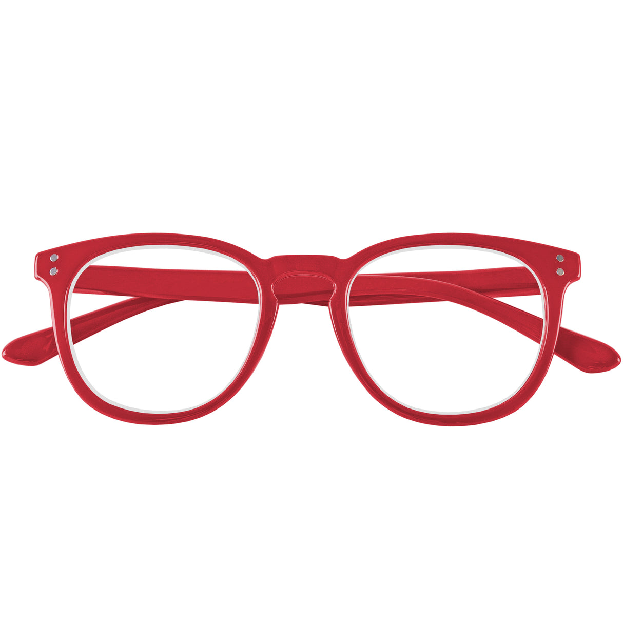 Robin reading glasses. Bright red super stylish specs. Folded view.