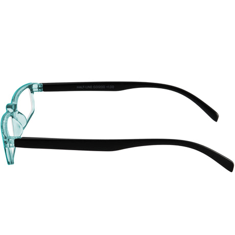 Side View of Dash Turquoise Rectangular Reading Glasses 